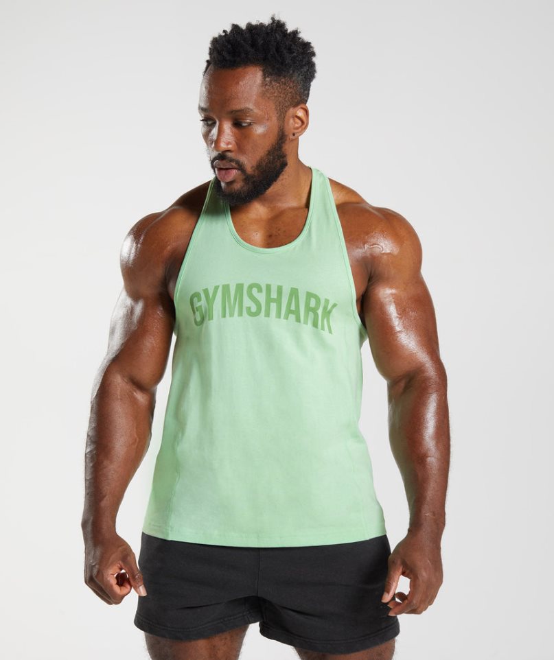 Men\'s Gymshark Power Stringer Tanks Mint | CA D3508N